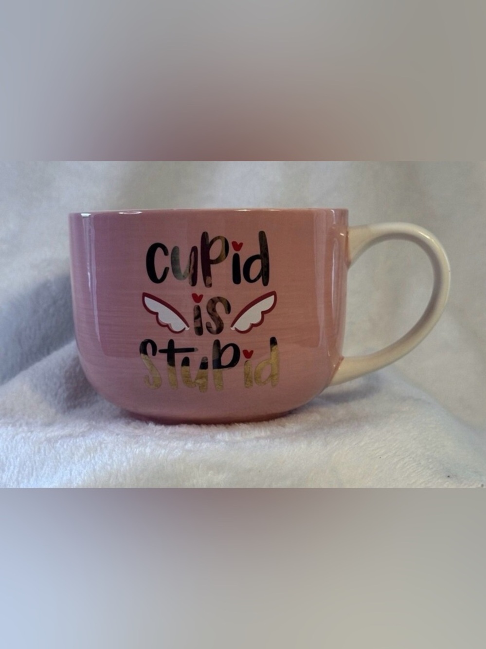 Target Valentines Cupid Is Stupid Pink Ceramic Mug - Decorative Home Dining Cup